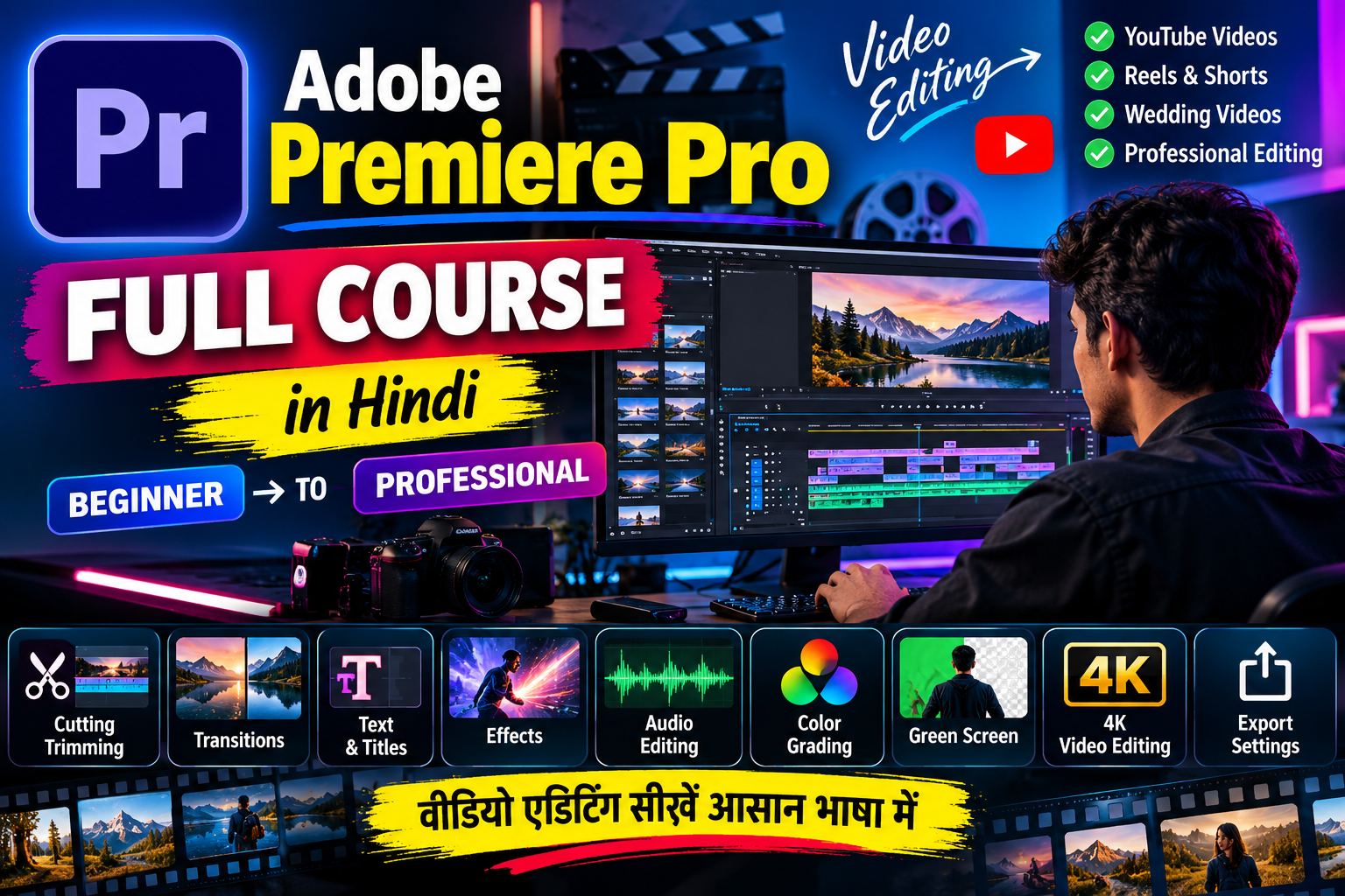 Adobe Premiere Pro full course in Hindi for video editing beginners and professionals